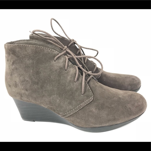 clarks lace up wedge bootie